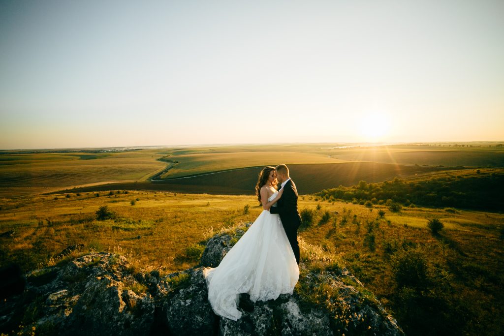 beautiful couple in love on a wedding day